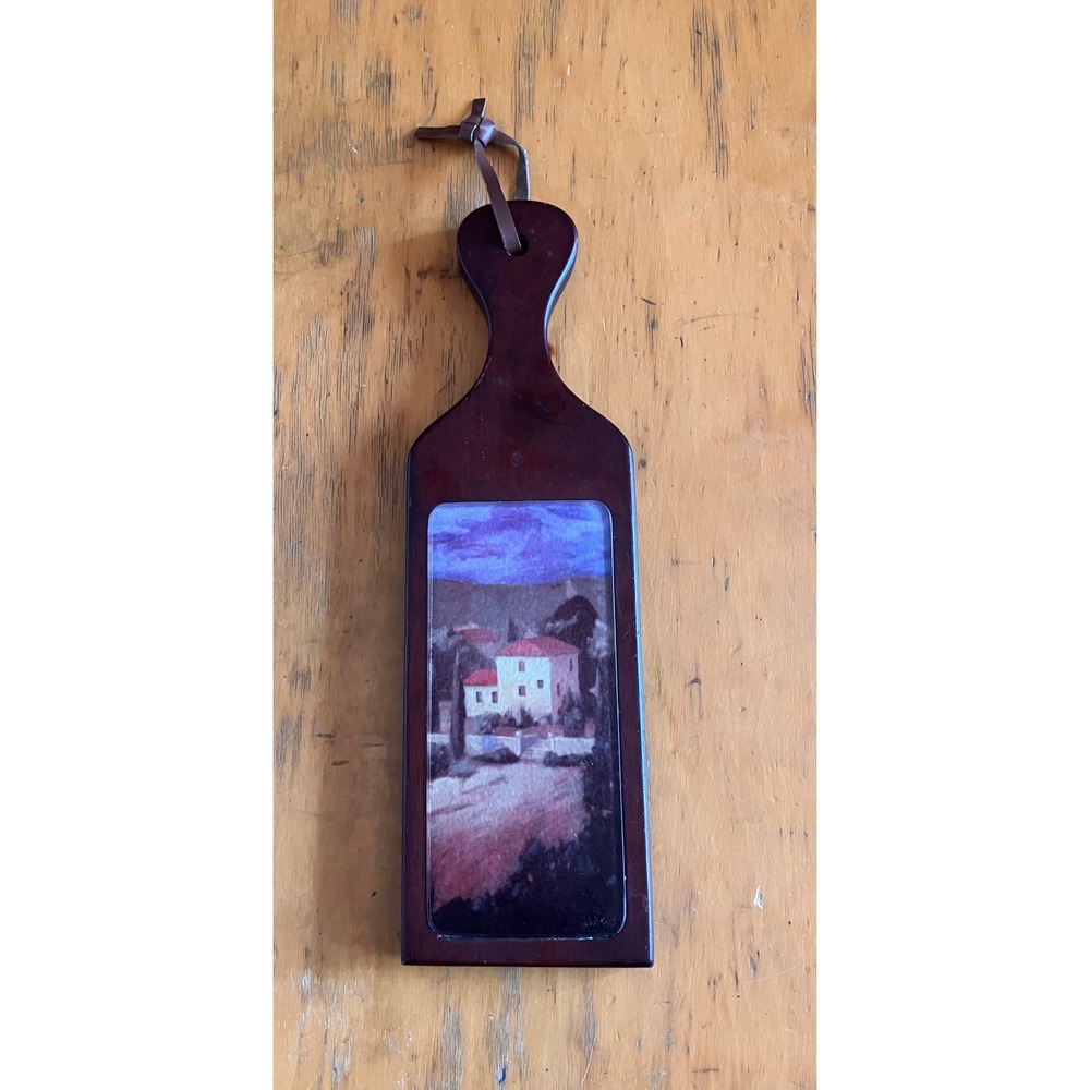 Vintage Wall Decor Brown Wood Paddle Art Tile Mediterranean Villa